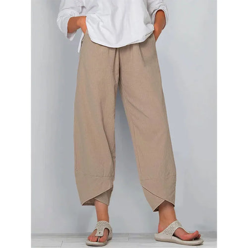 Cotton Linen Harem Pants For Women Vintage Printed Wide Leg
